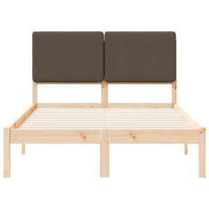 Sängram med Klädd Huvudgavel Taupe 120 x 190 cm Massiv furu