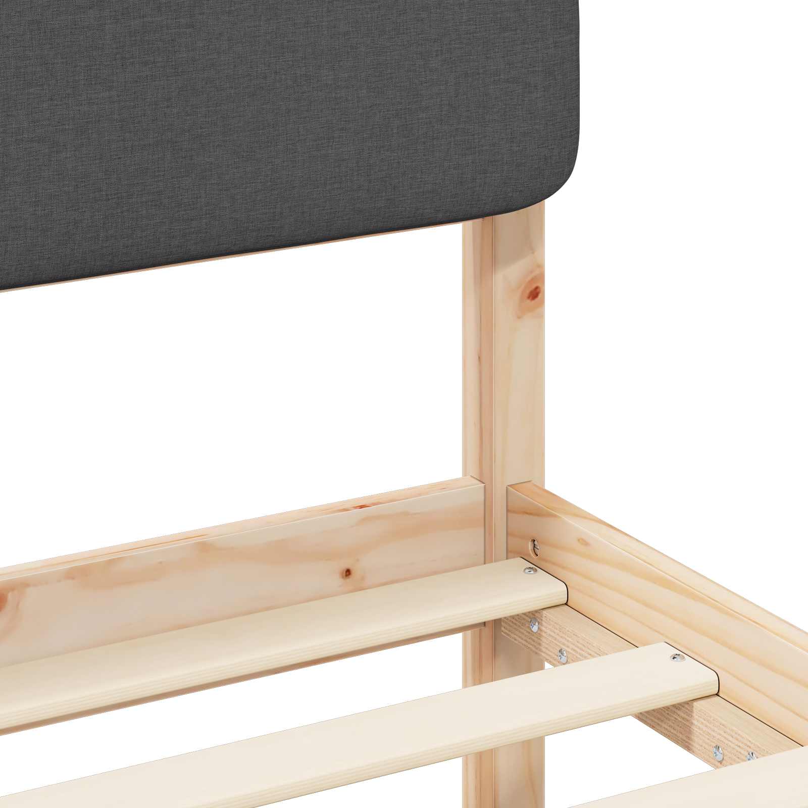 Sängram med Klädd Huvudgavel Mörkgrå 75 x 190 cm Massiv furu