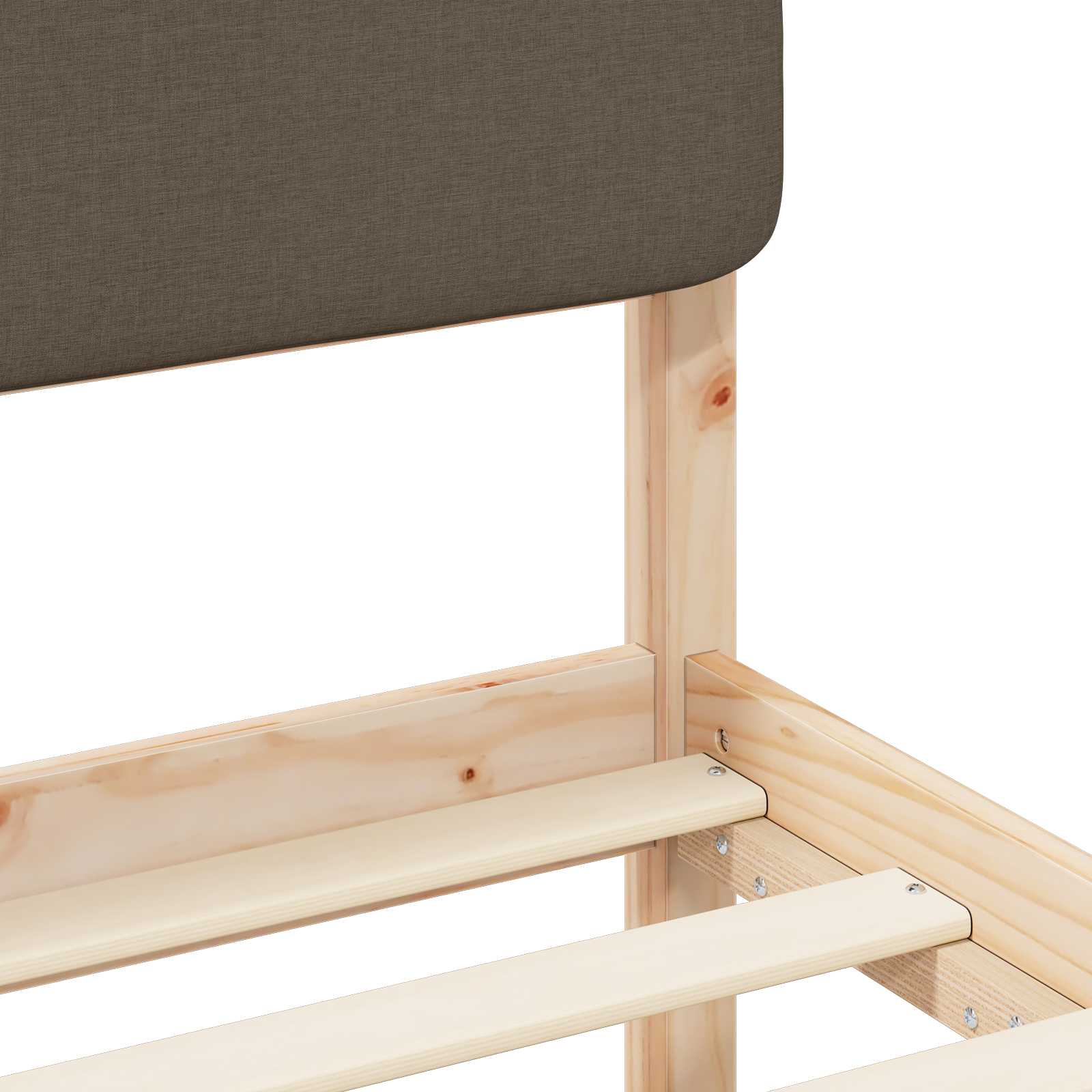 Sängram med Klädd Huvudgavel Taupe 75 x 190 cm Massiv furu