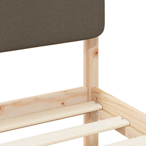 Sängram med Klädd Huvudgavel Taupe 75 x 190 cm Massiv furu