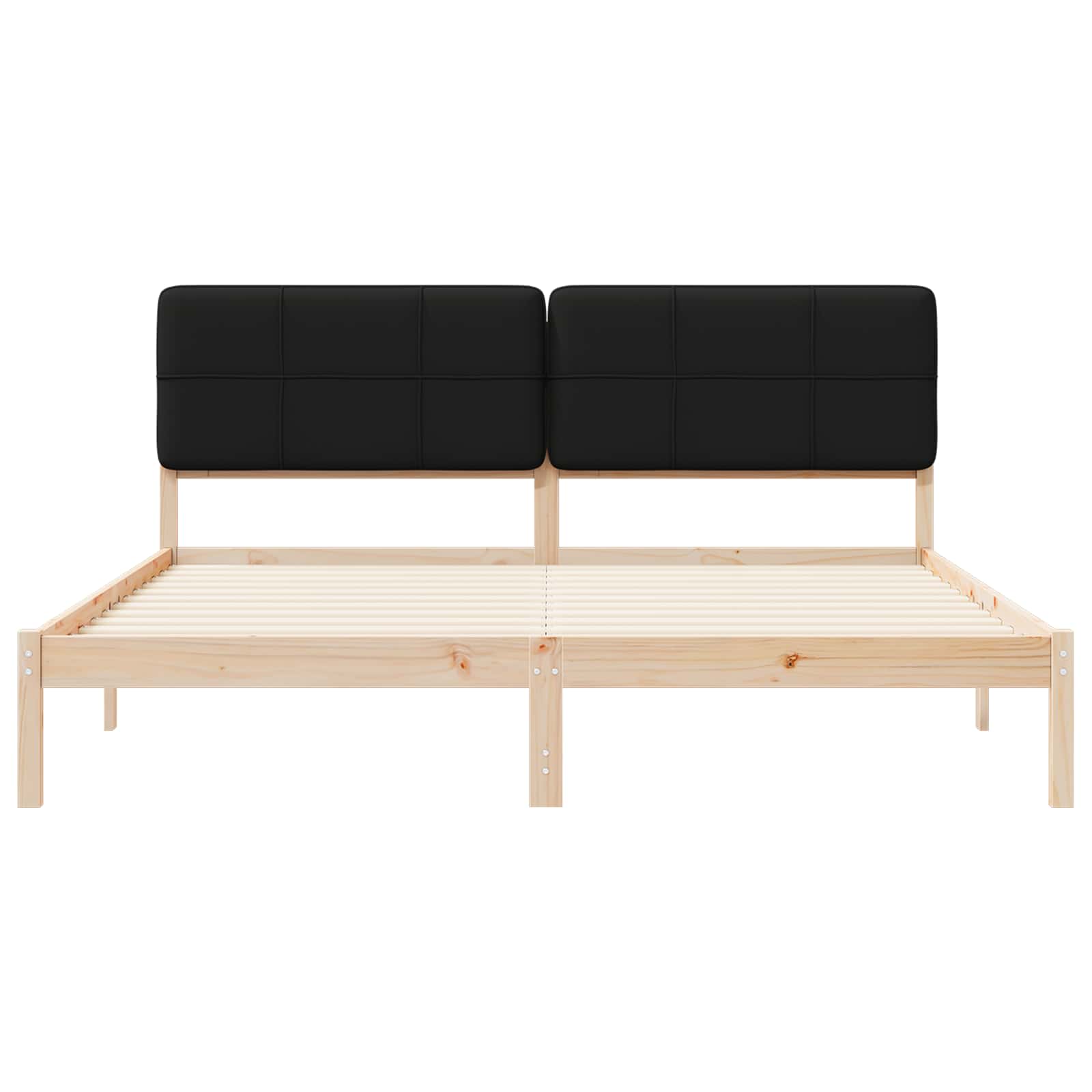 Sängram med Klädd Huvudgavel Svart 180 x 200 cm Massiv furu