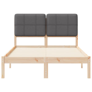 Sängram med Klädd Huvudgavel Mörkgrå 120 x 200 cm Massiv furu