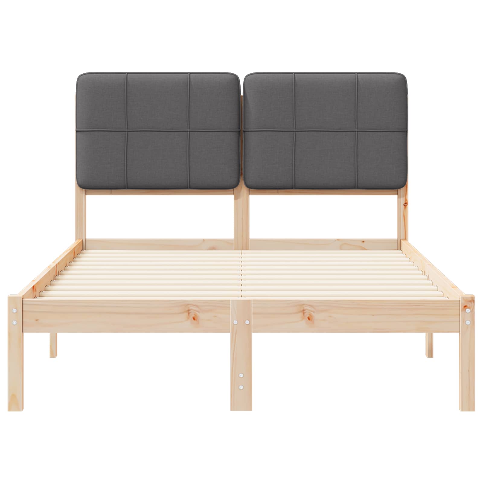 Sängram med Klädd Huvudgavel Mörkgrå 120 x 190 cm Massiv furu