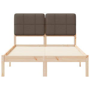 Sängram med Klädd Huvudgavel Taupe 120 x 190 cm Massiv furu