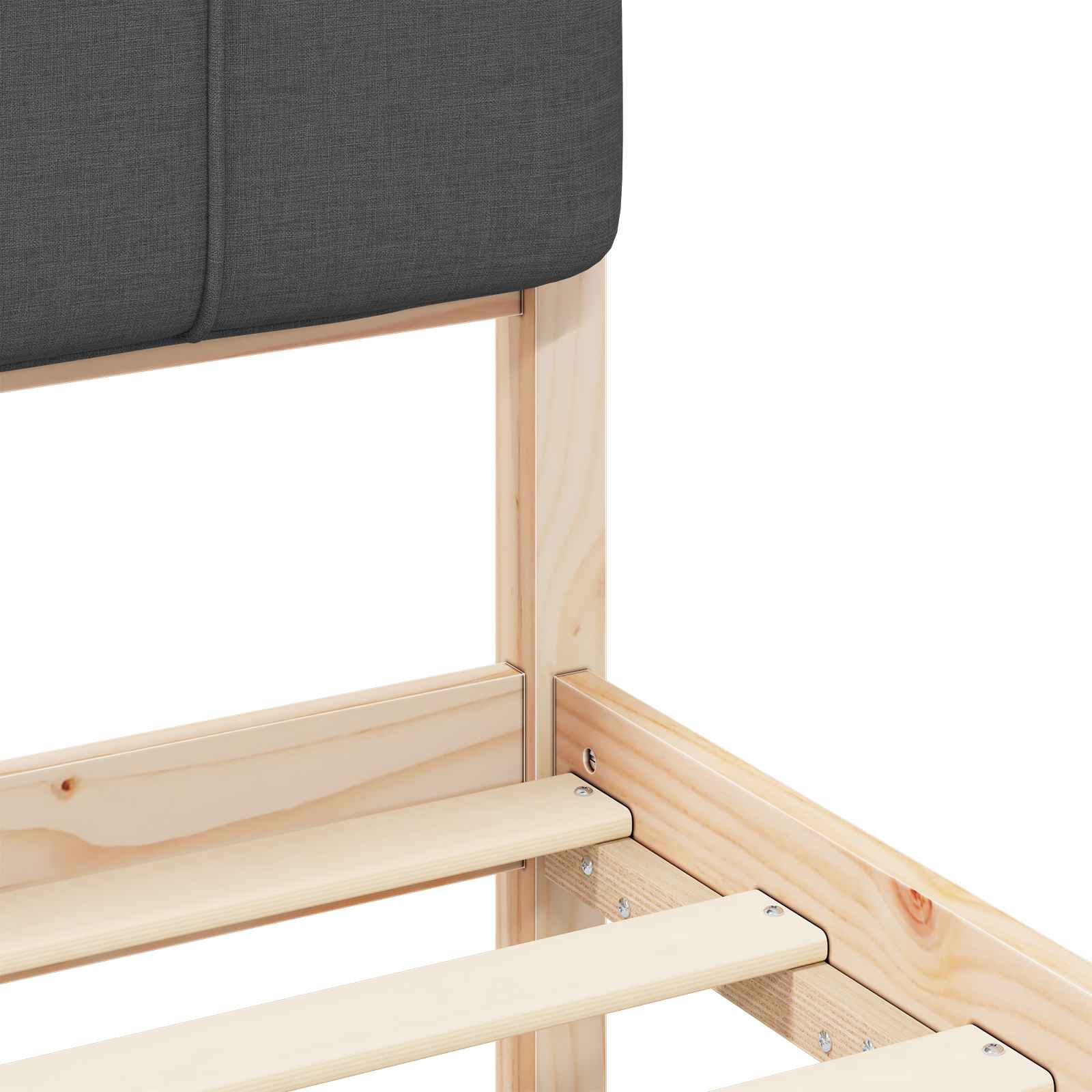 Sängram med Klädd Huvudgavel Mörkgrå 75 x 190 cm Massiv furu