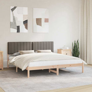 Sängram med Klädd Huvudgavel Taupe 180 x 200 cm Massiv furu