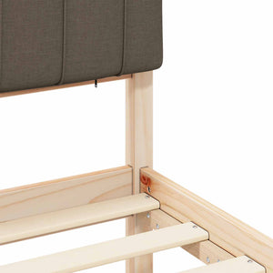Sängram med Klädd Huvudgavel Taupe 120 x 190 cm Massiv furu