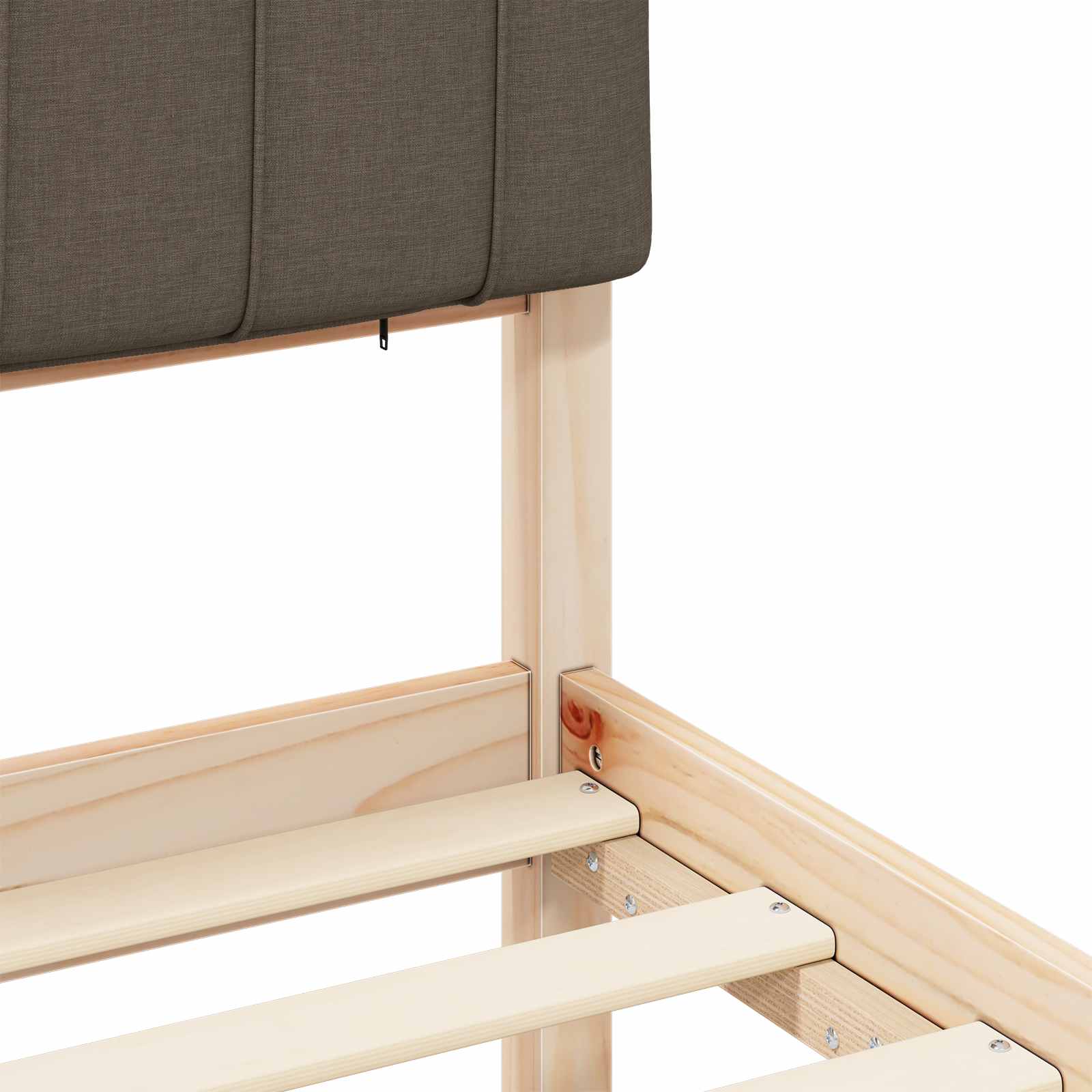 Sängram med Klädd Huvudgavel Taupe 100 x 200 cm Massiv furu