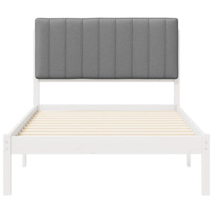 Sängram med Klädd Huvudgavel Ljusgrå 100 x 200 cm Massiv furu