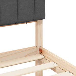 Sängram med Klädd Huvudgavel Mörkgrå 80 x 200 cm Massiv furu