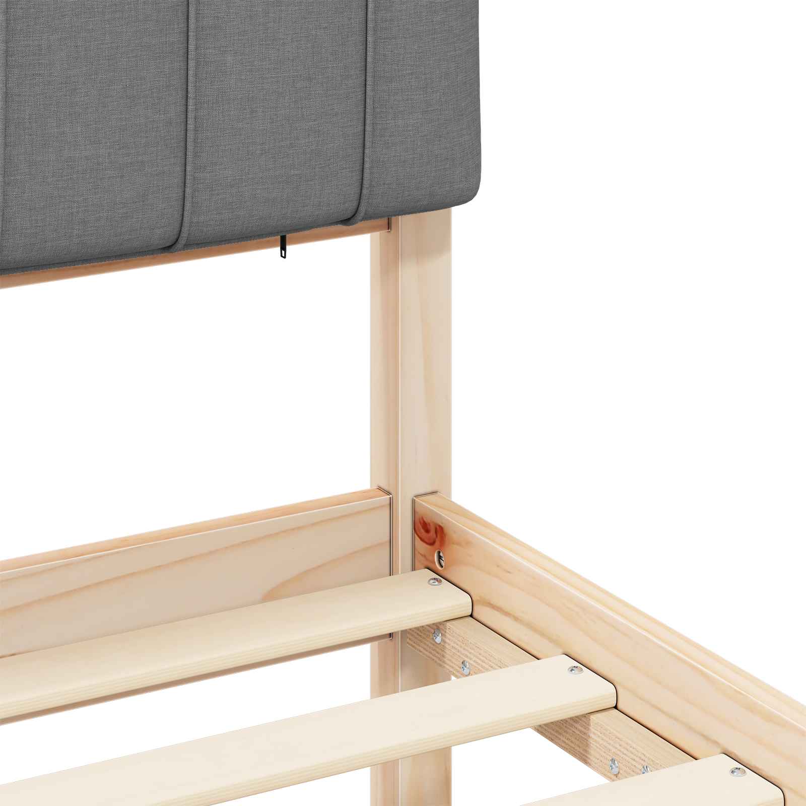 Sängram med Klädd Huvudgavel Ljusgrå 75 x 190 cm Massiv furu