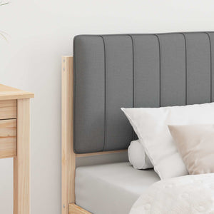 Sängram med Klädd Huvudgavel Ljusgrå 75 x 190 cm Massiv furu