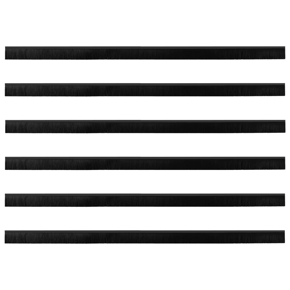 Självhäftande dörrborstlist 6 st Svart 100 cm Aluminiumlegering