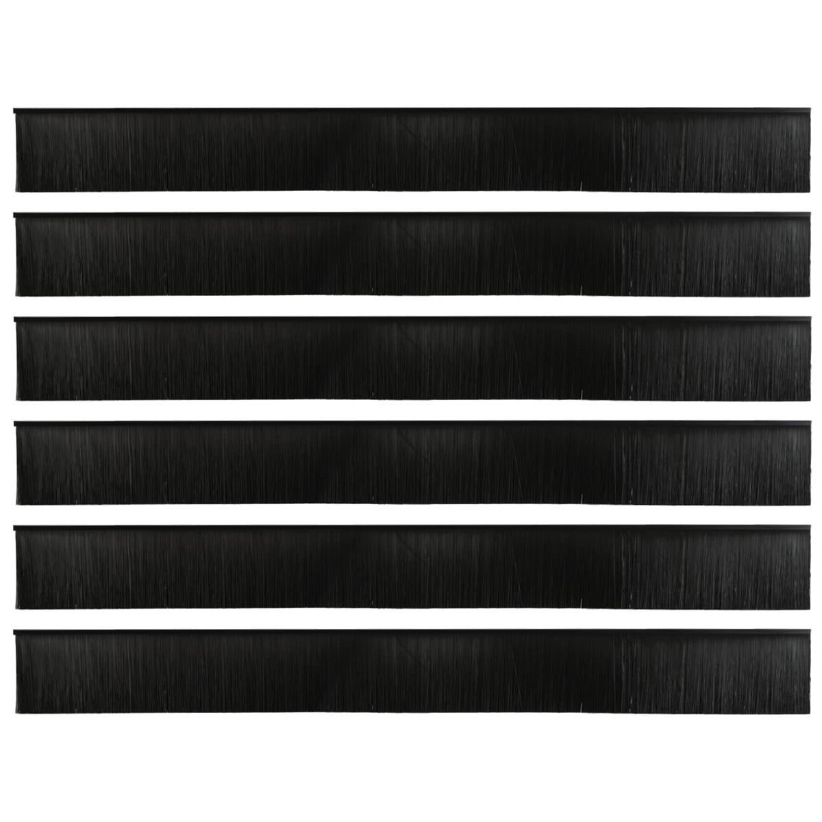 Självhäftande dörrborstlist 6 st Svart 100 cm Aluminiumlegering