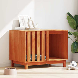 Hundhus med lagring Vaxbrun 100 x 70 x 70 cm Massiv furu