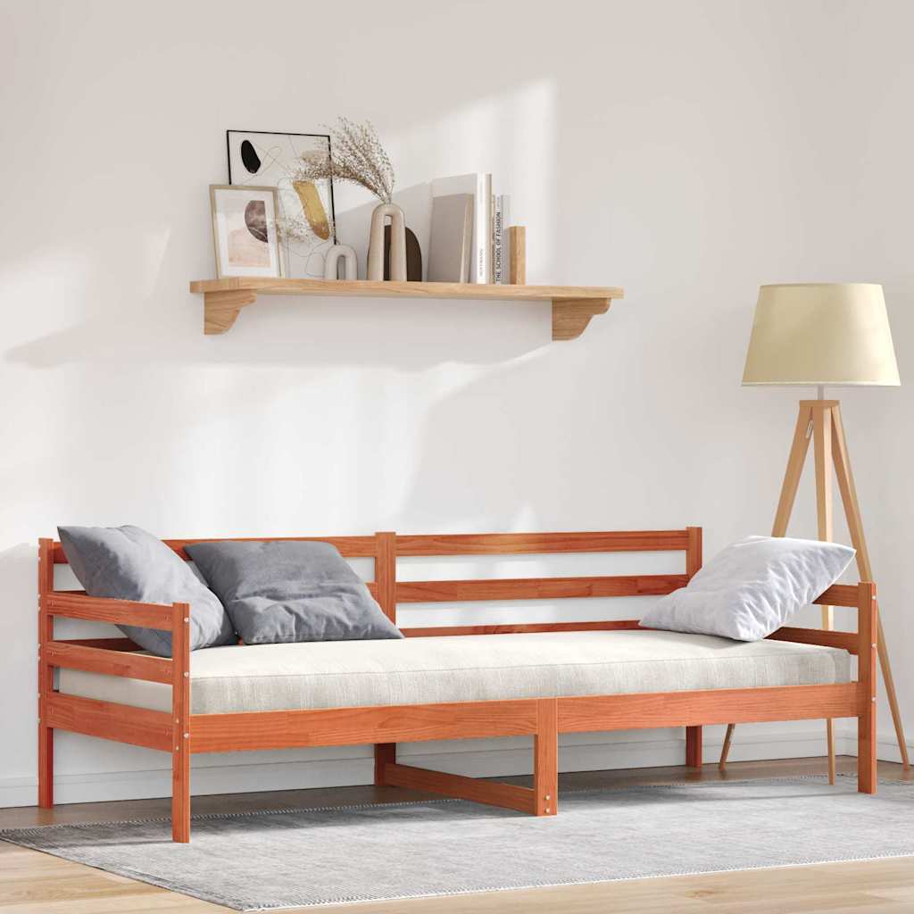 Dagsäng med huvudgavel Vaxbrun Massiv furu