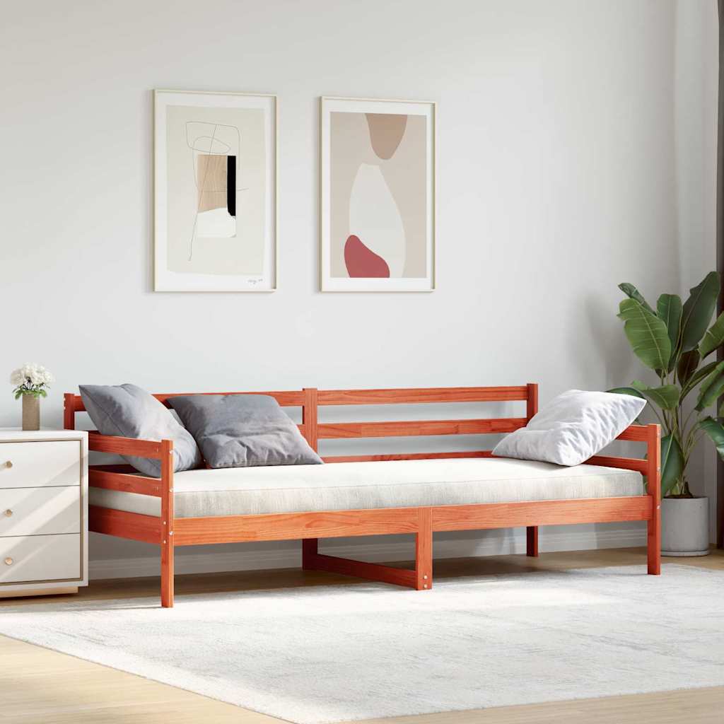 Dagsäng med huvudgavel Vaxbrun Massiv furu