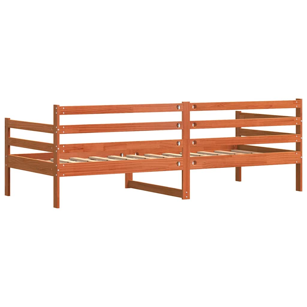 Dagsäng med huvudgavel Vaxbrun Massiv furu