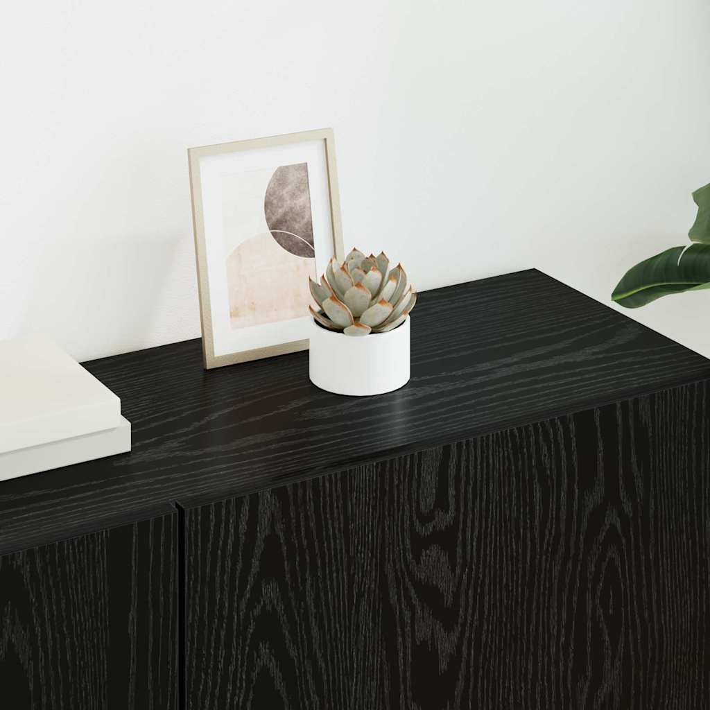 TV-väggmodul Väggmonterad 5 pcs Svart ek Konstruerat trä