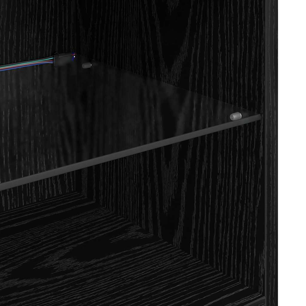 TV Vägg Enheter Väggmonterad 5 pcs Svart Ek Konstruerat trä