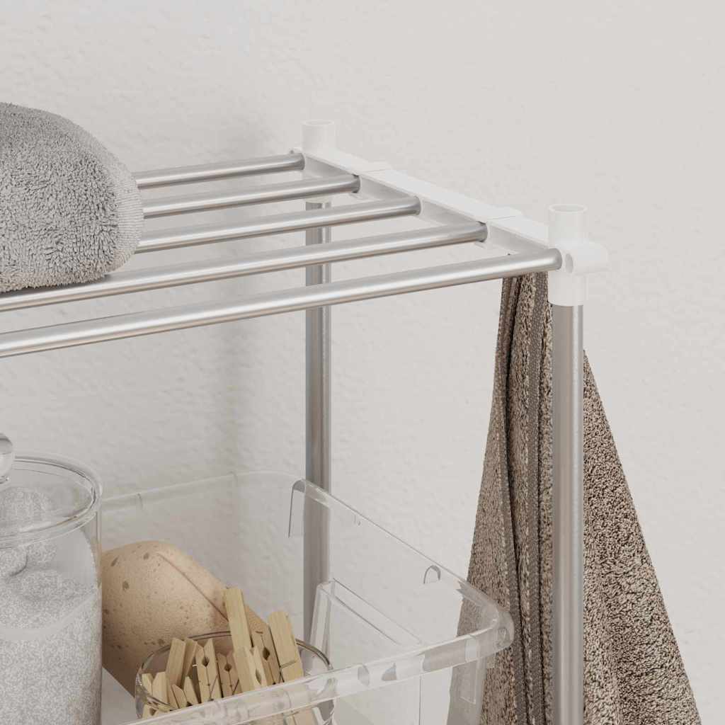 Tvättmaskins hylla med hylla Vit 70 x 27 x 136 cm Aluminium