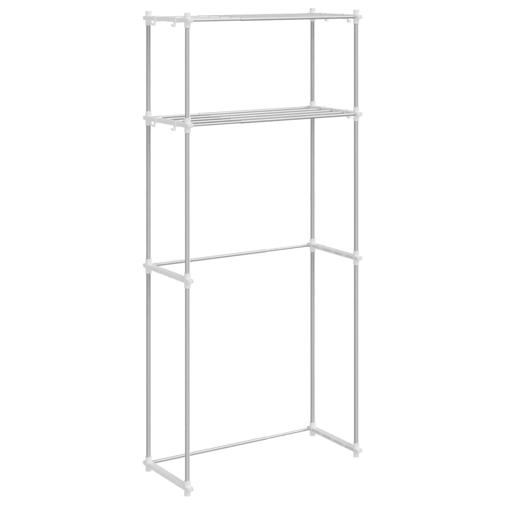 Tvättmaskins hylla med hylla Vit 70 x 27 x 136 cm Aluminium