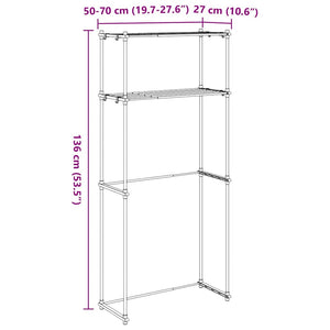 Tvättmaskins hylla med hylla Vit 70 x 27 x 136 cm Aluminium