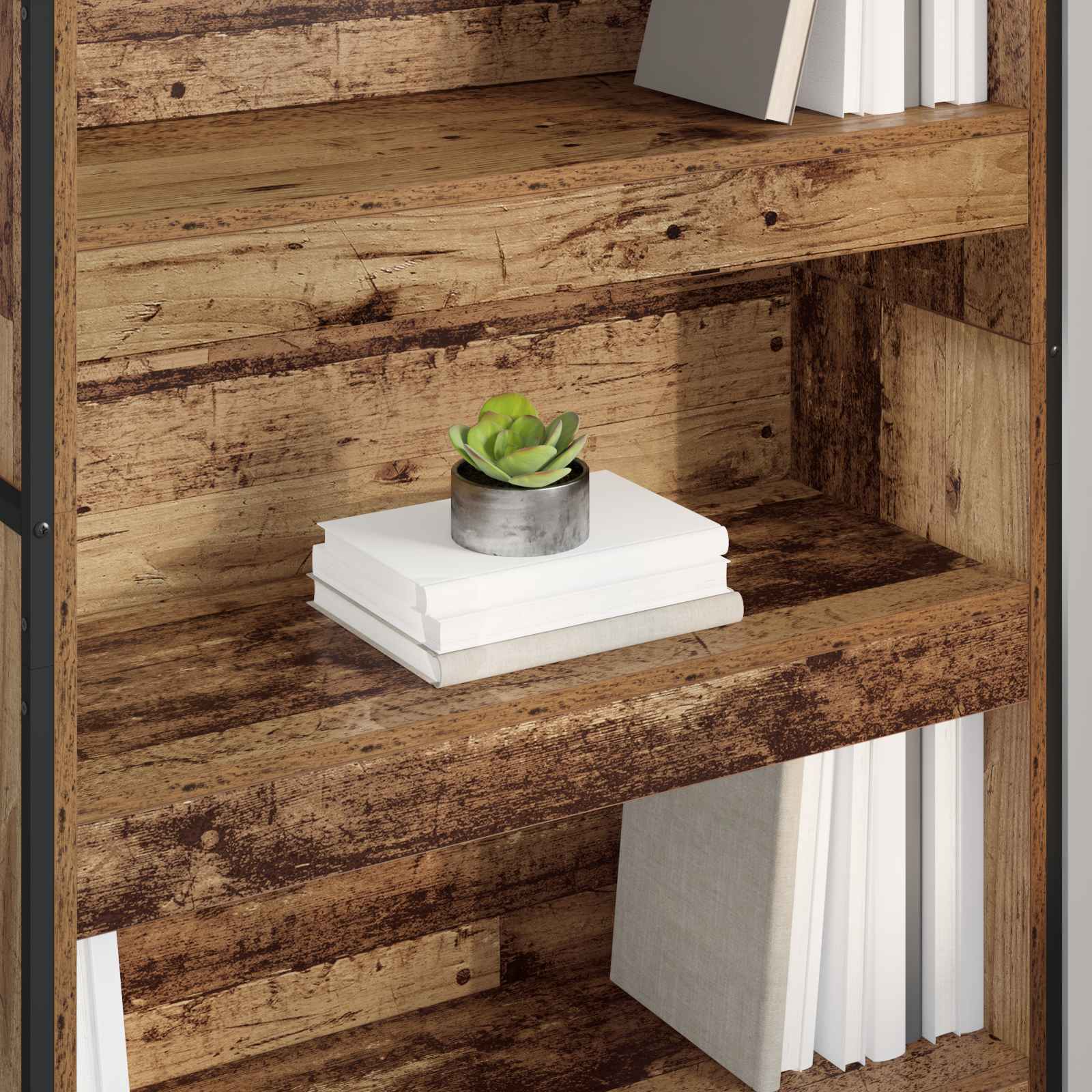 Bokskåp 2 pcs Gammalt trä 80 x 30 x 155 cm Konstruerat trä