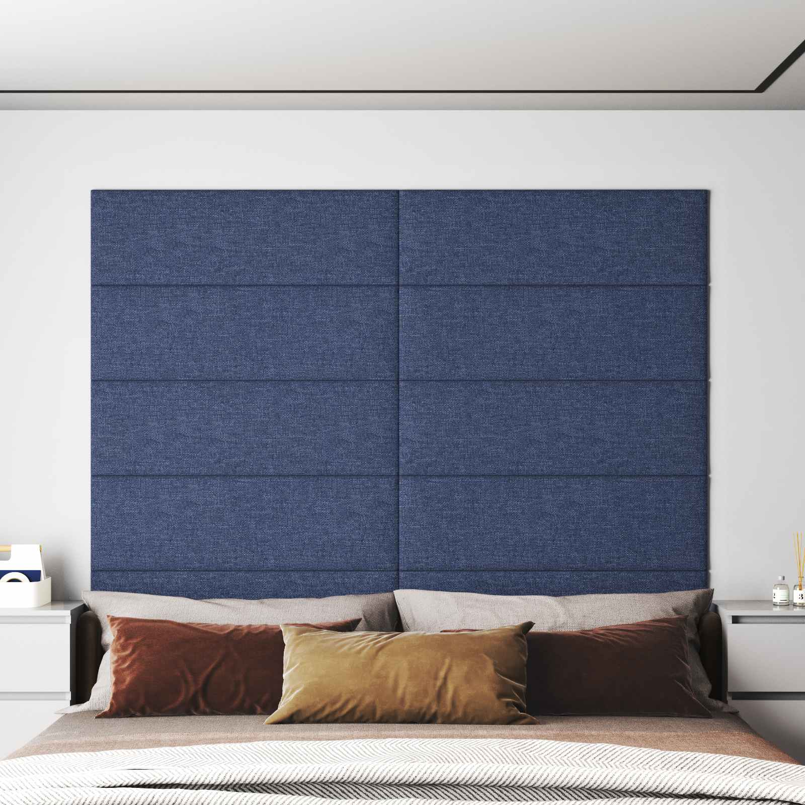 Väggsänggavel 12 st 90 x 30 cm Blå tyg