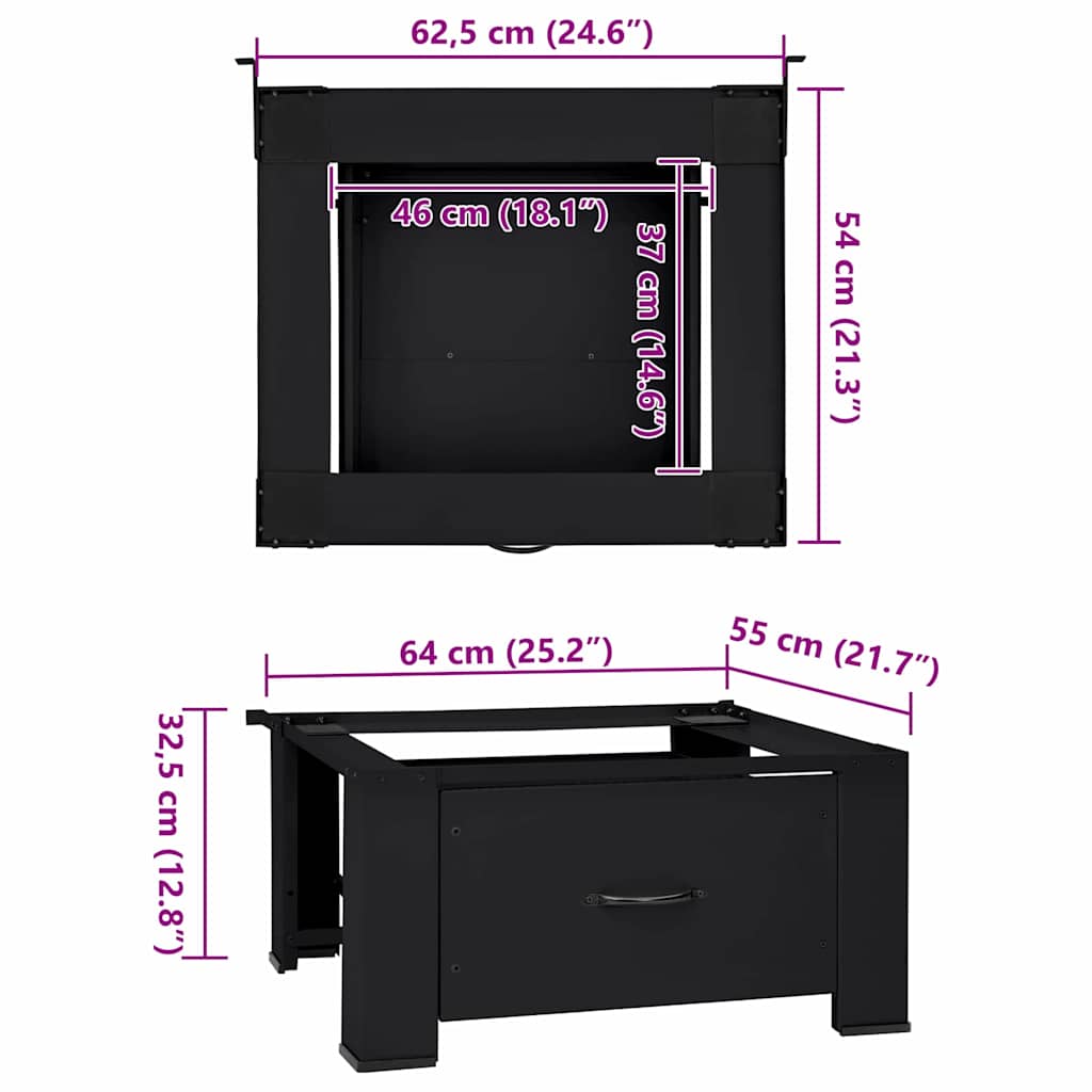 Tvättmaskin Pedestal Svart 64 x 55 x 32.5 cm Stål