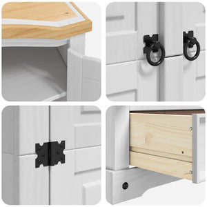 Garderob med låda med lagring Vit 101 x 52 x 170 cm Massiv furu