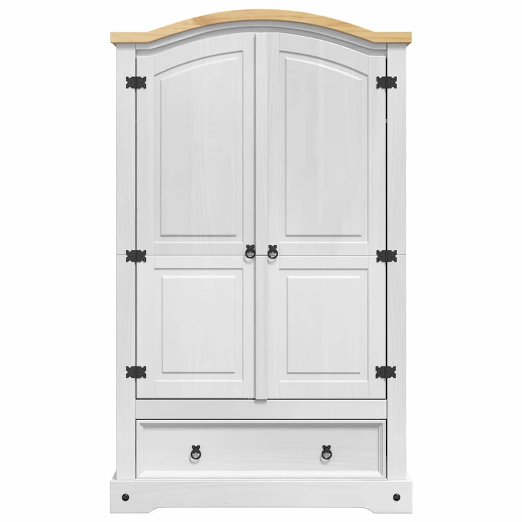 Garderob med låda med lagring Vit 101 x 52 x 170 cm Massiv furu
