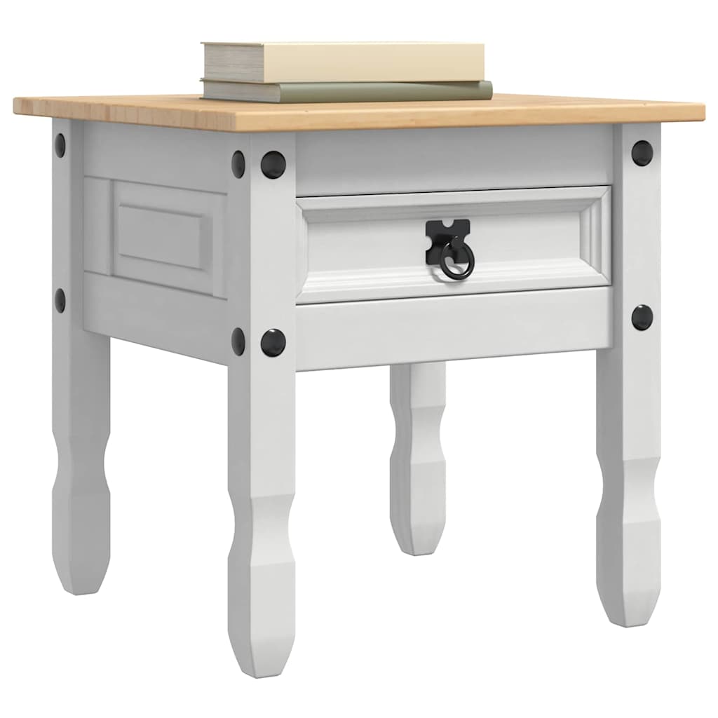 Sidobord med låda med lagring Vit 50 x 50 x 50 cm Massiv furu