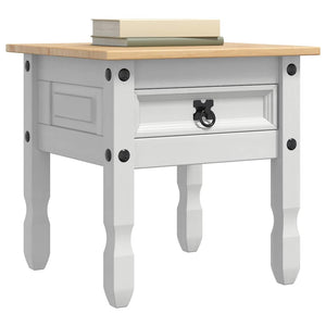 Sidobord med låda med lagring Vit 50 x 50 x 50 cm Massiv furu