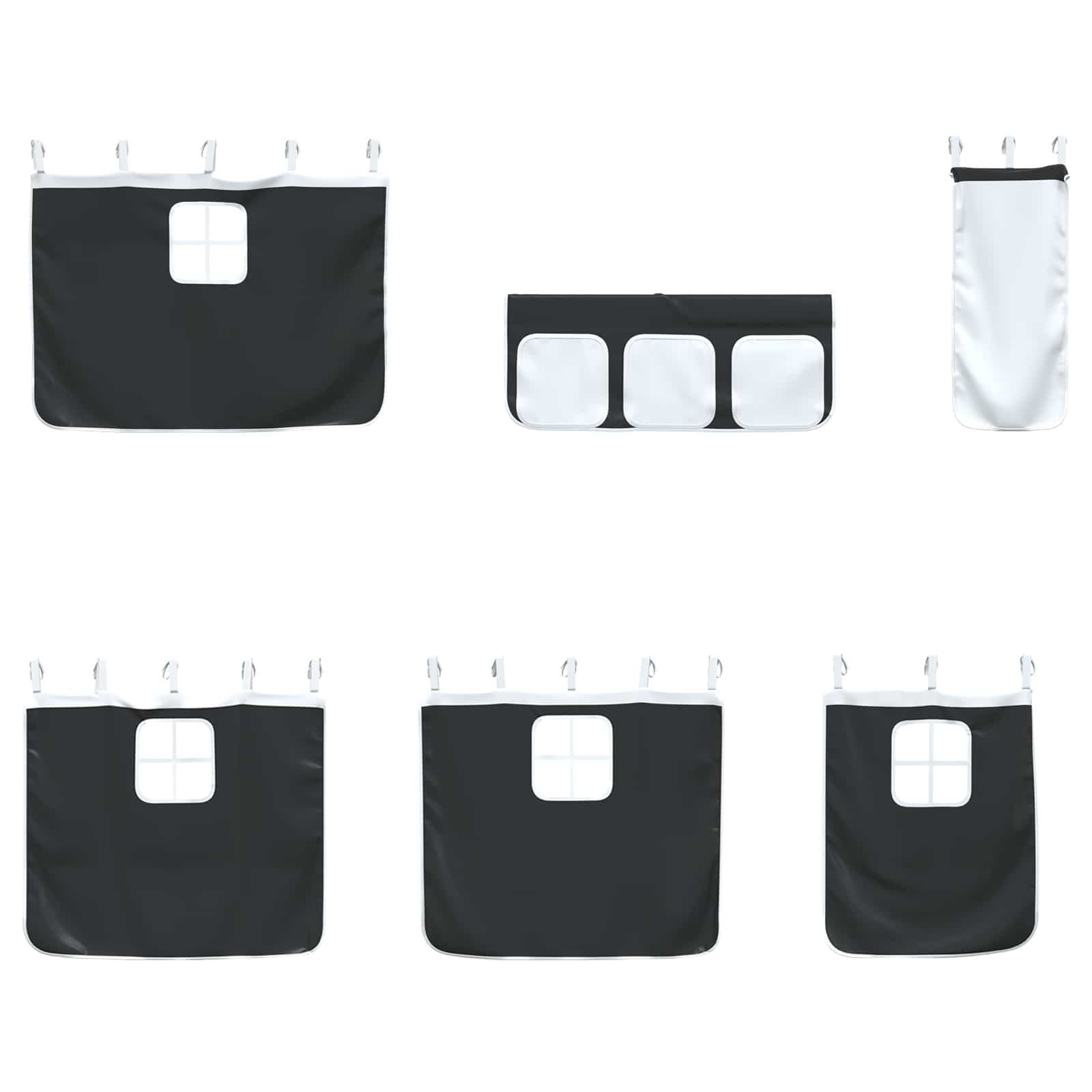 Barns LOFT SÄNG RAM med Gardiner Vit och svart 100 x 201 cm