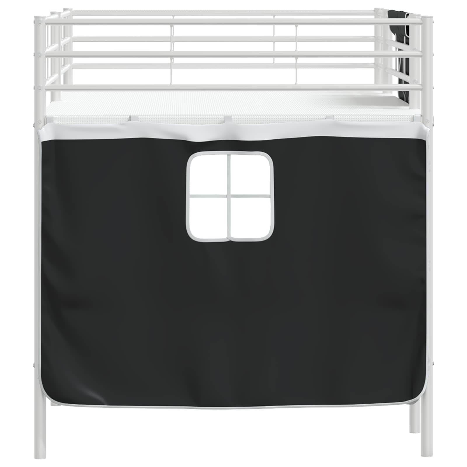 Barns LOFT SÄNG RAM med Gardiner Vit och svart 100 x 201 cm