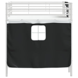 Barns LOFT SÄNG RAM med Gardiner Vit och svart 100 x 201 cm