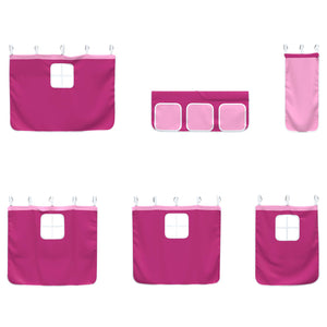 Barns LOFT SÄNG RAM med Gardiner Vit och Rosa 107 x 201 cm