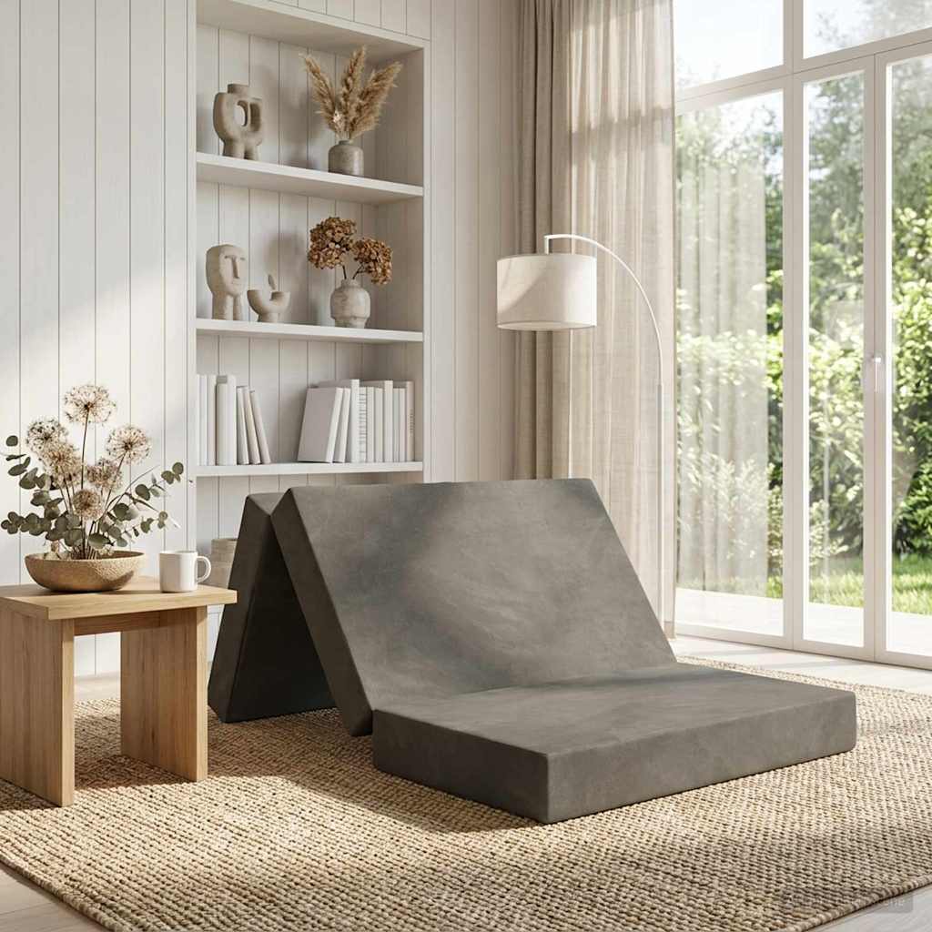 Fällbar Soffbed 90 x 67 x 45 cm Ljusgrå
