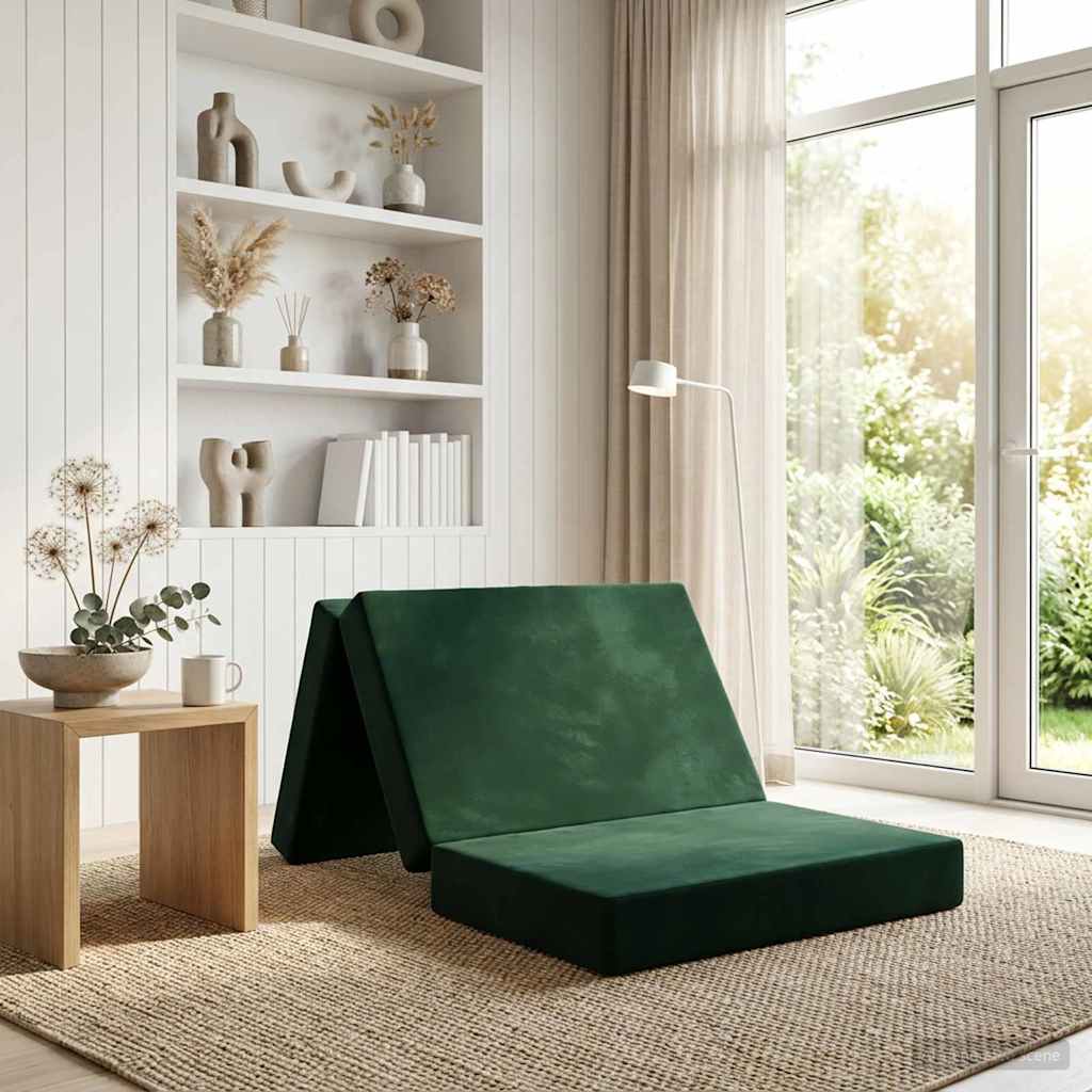Fällbar Soffbed 100 x 67 x 45 cm Mörkgrön