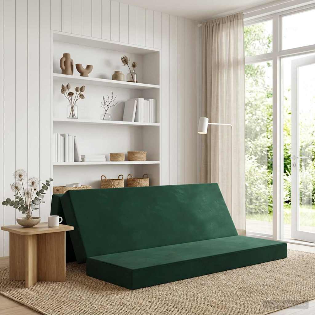 Fällbar Soffbed 200 x 67 x 45 cm Mörkgrön