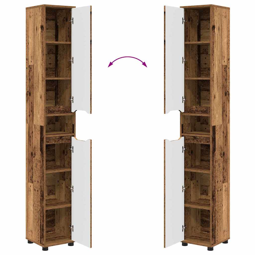 Badrumsskåp Gammalt trä 30,5 x 30 x 195 cm Konstruerat trä