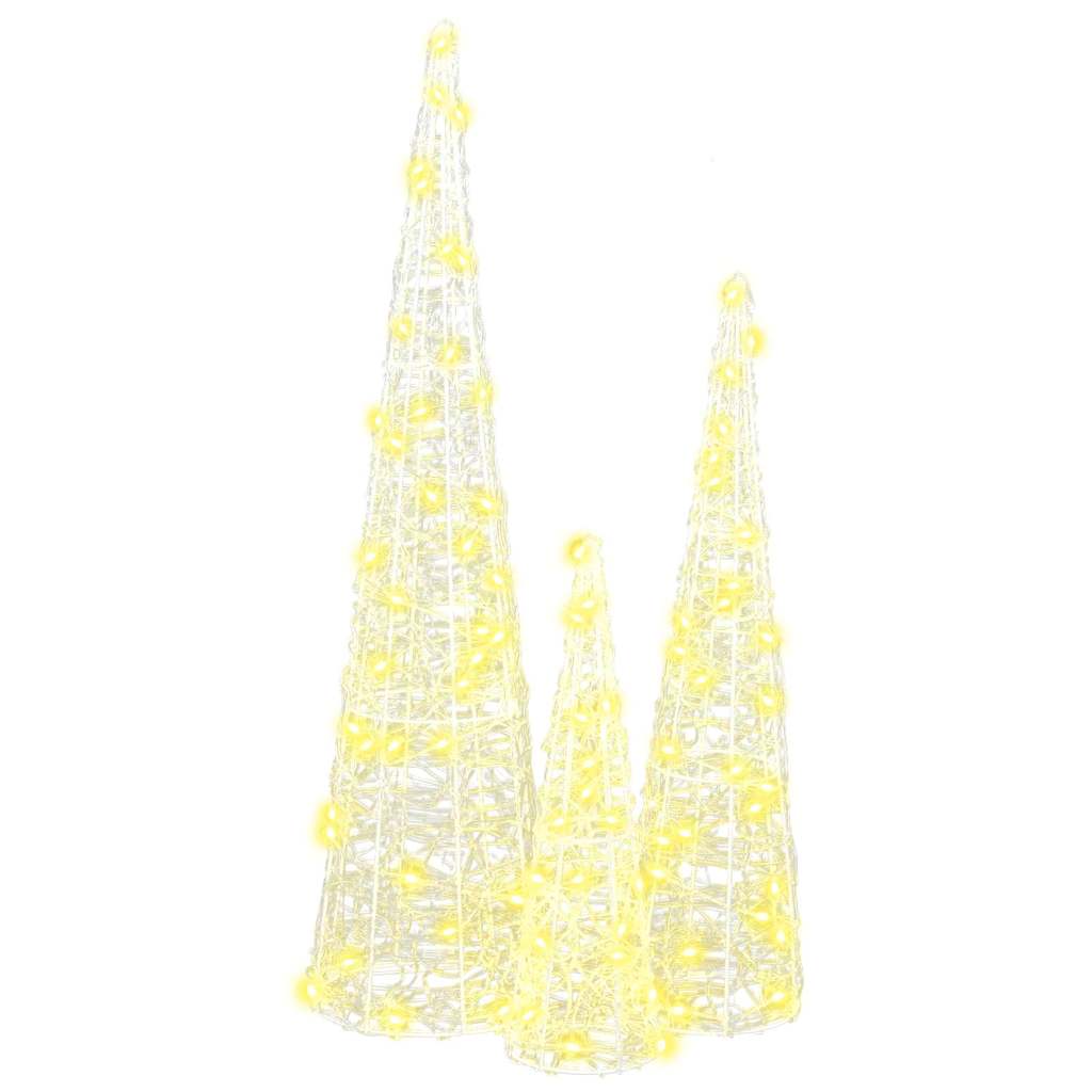 Julgran med 90 LED-lampor 3 pcs Varmvit 20 x 20 x 80 cm Akryl