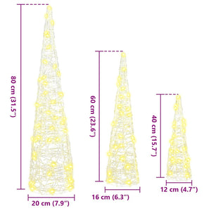 Julgran med 90 LED-lampor 3 pcs Varmvit 20 x 20 x 80 cm Akryl