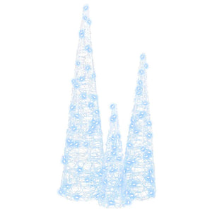 Julgran med 90 LED-lampor 3 pcs Kallvit 20 x 20 x 80 cm Akryl