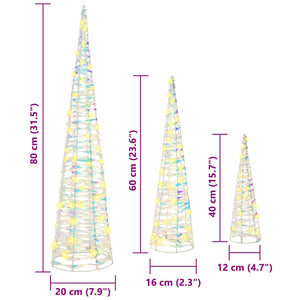 Julgran med 90 LED-lampor 3 pcs Varmvit 20 x 20 x 80 cm PET