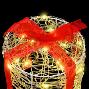 Dekor av Gåva Box 3 pcs Varmvit 20 x 20 x 21 cm Akryl