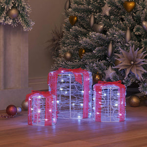 Dekor av Gåva Box 3 pcs Kallvit 20 x 20 x 21 cm Akryl