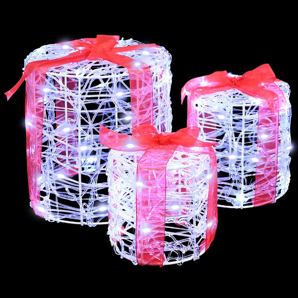 Dekor av Gåva Box 3 pcs Kallvit 20 x 20 x 21 cm Akryl