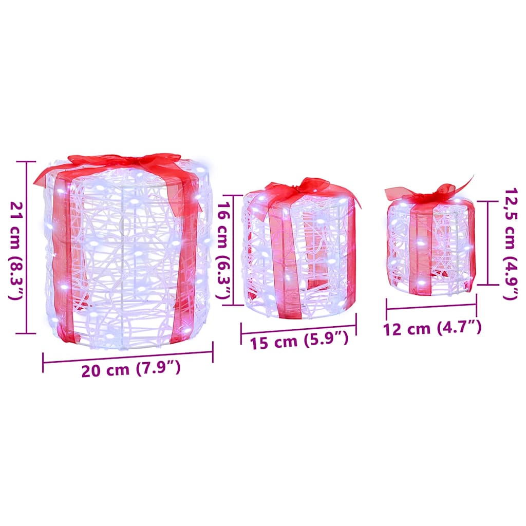 Dekor av Gåva Box 3 pcs Kallvit 20 x 20 x 21 cm Akryl